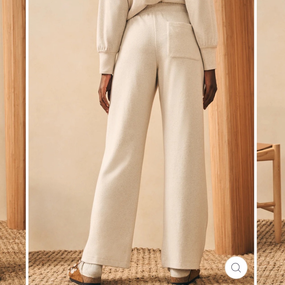 Faherty Legend Lounge Off-White Wide Leg Pant - Picture 3 of 8